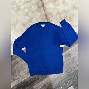 Goodthreads Men's XL Blue Lightweight Merino Wool V Neck Long Sleeve Sweater